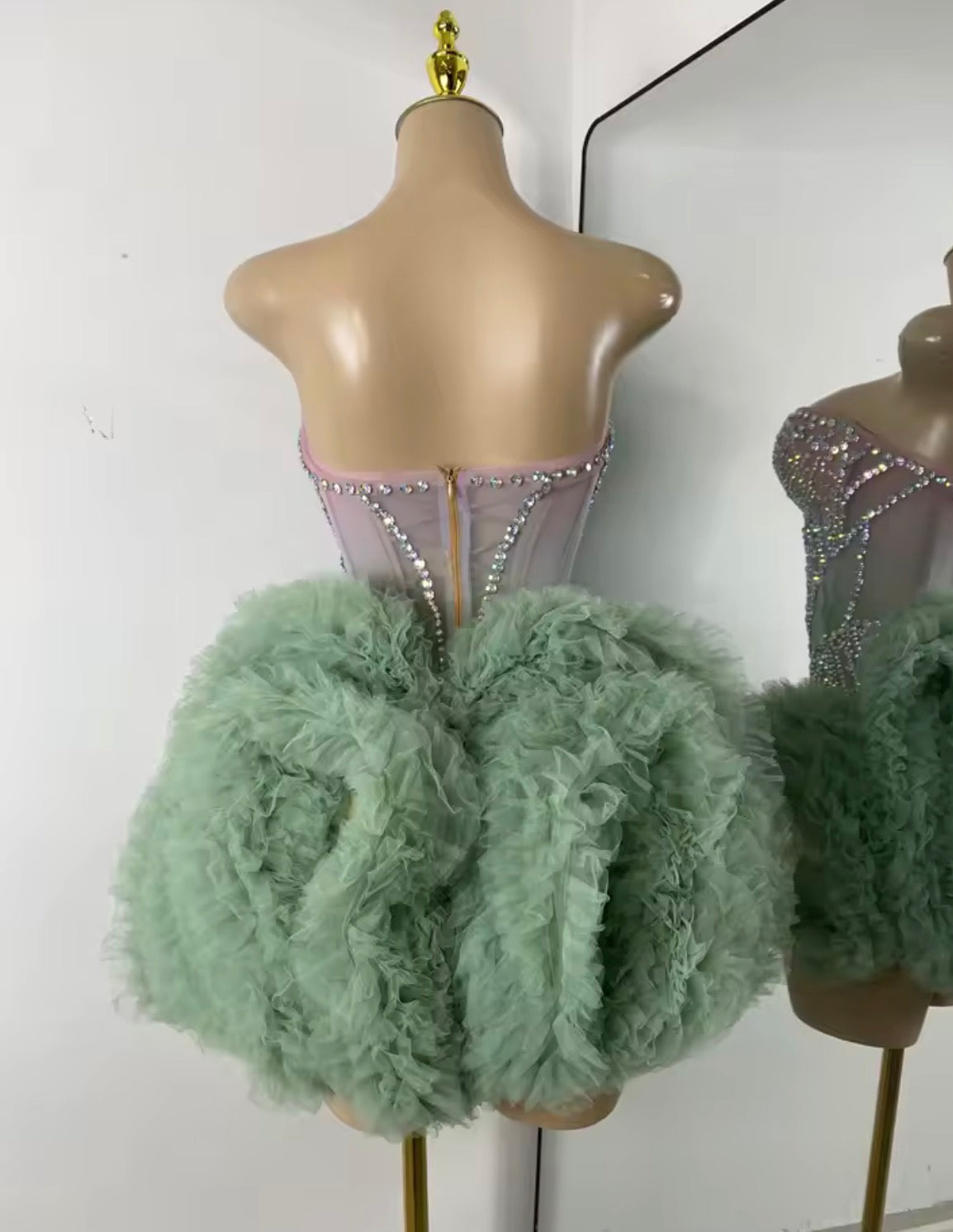 Green moonlight Fur Dress