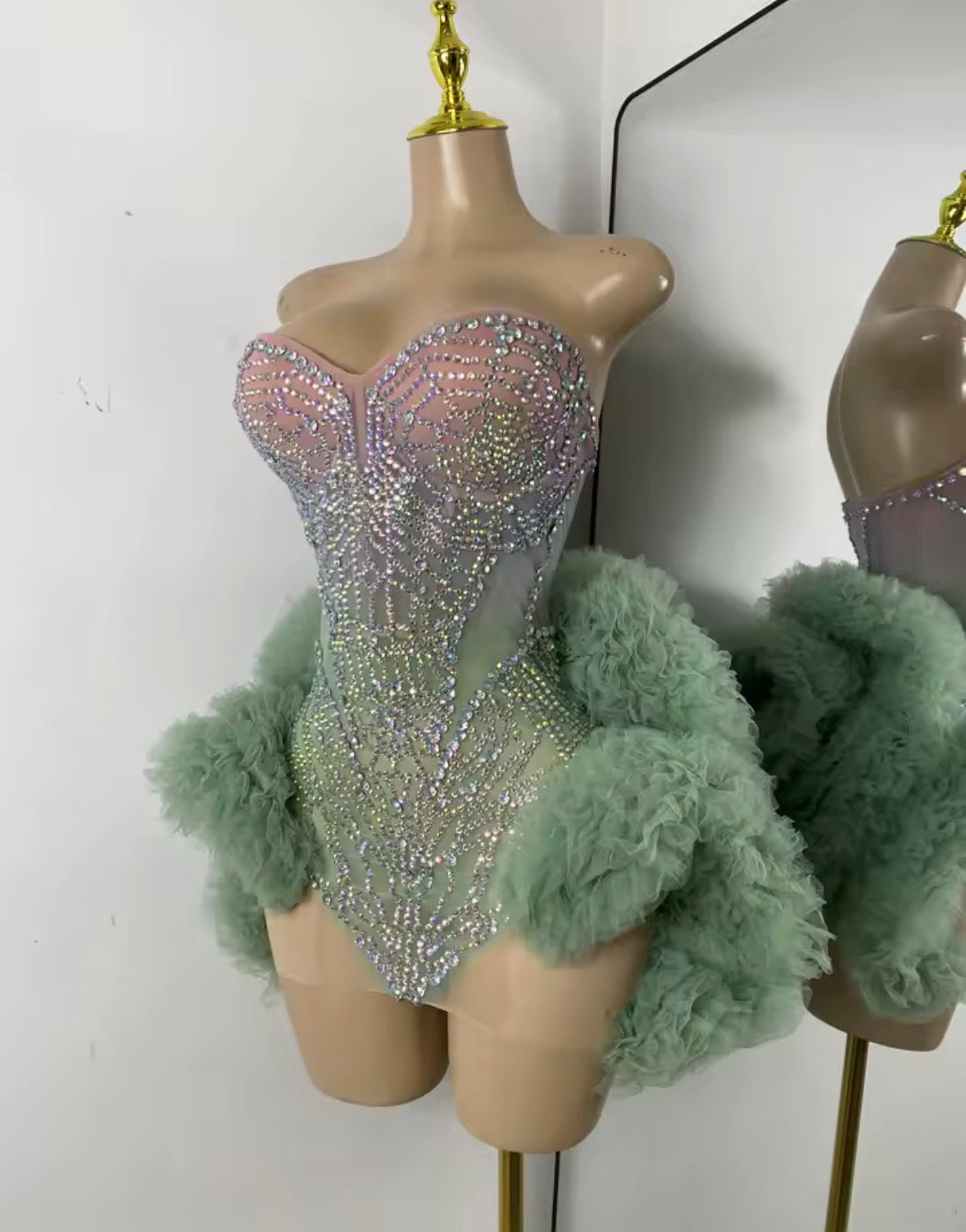 Green moonlight Fur Dress