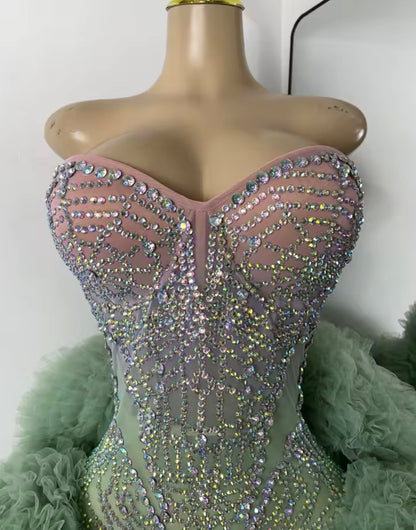 Green moonlight Fur Dress