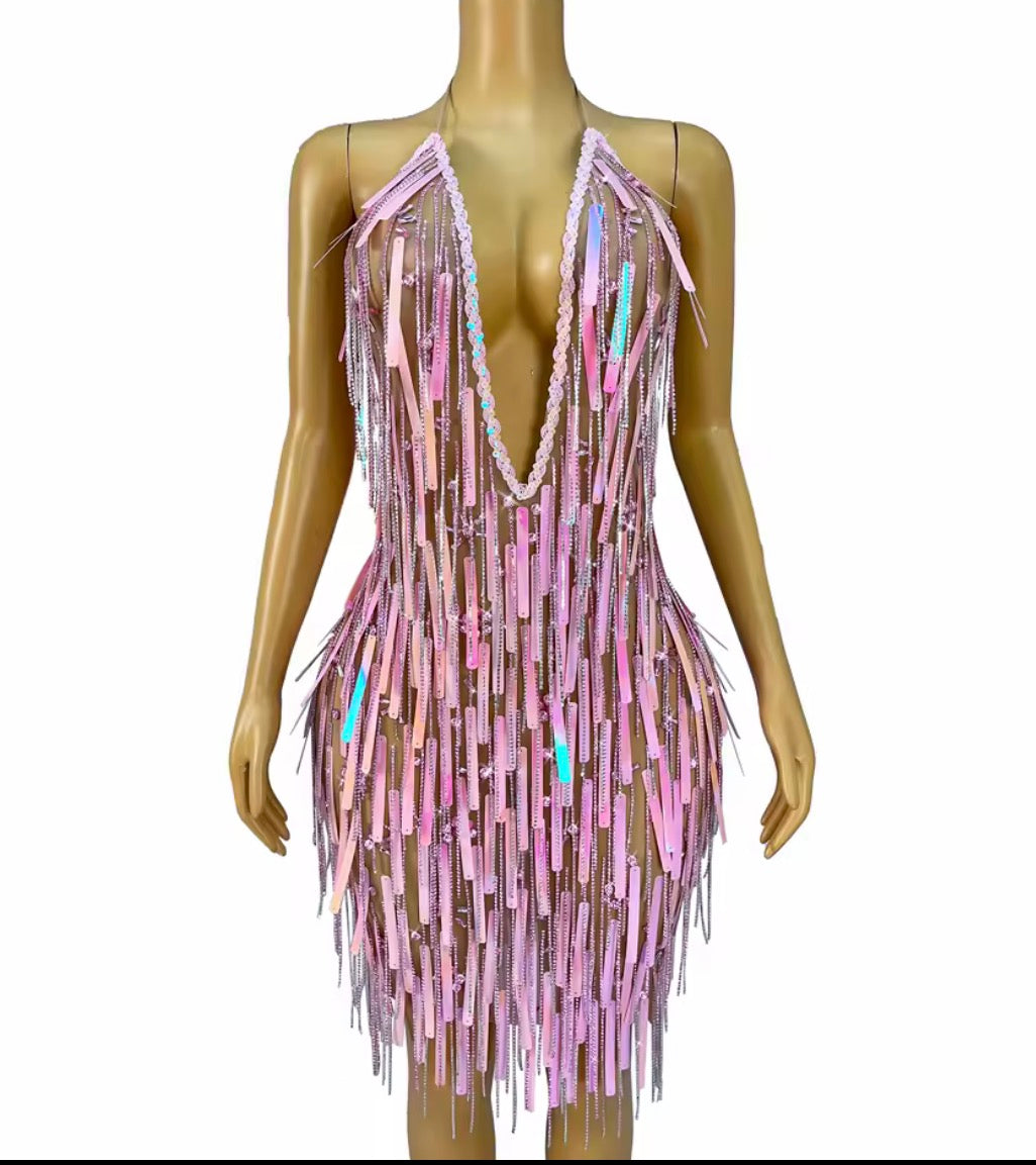 Handmade’s Pink tale fringe Dress