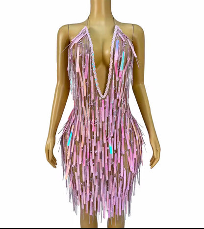Handmade’s Pink tale fringe Dress