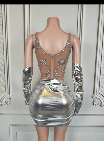 Silver Metalico Moon Dress
