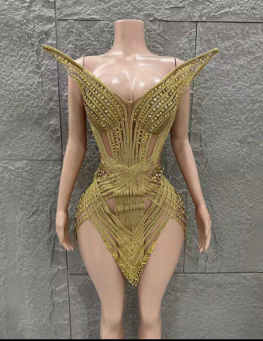 Avant - Garde Gold Diamond Dress