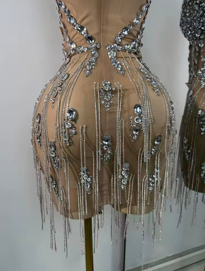 Lux Crystal Nude Dress