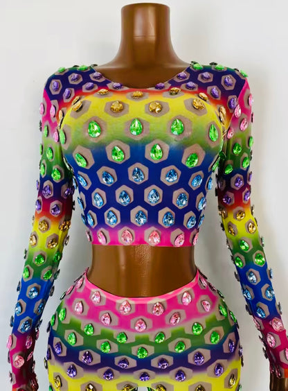 Rainbow Crystal 2 piece pants set