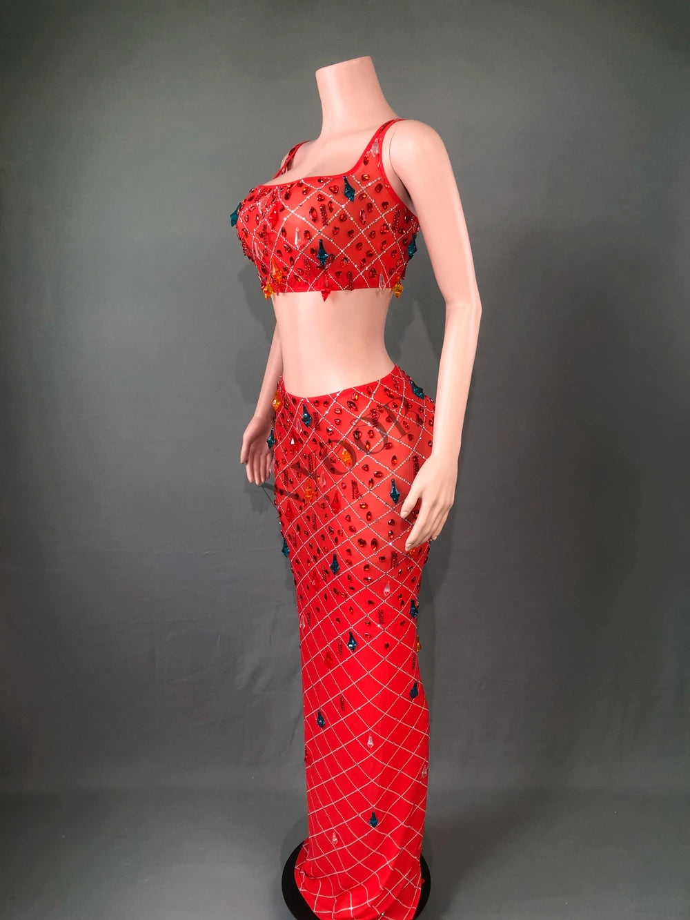 Crop Top Long Skirt Two Pieces Set
