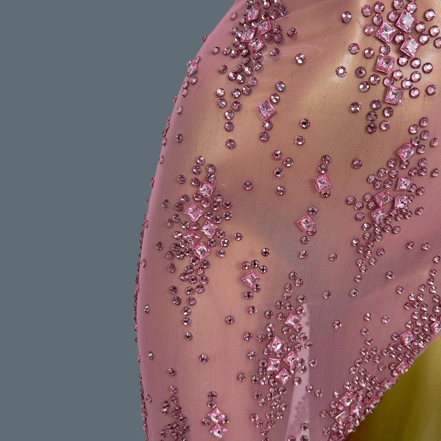 Pink Crystal Mesh Party Dress