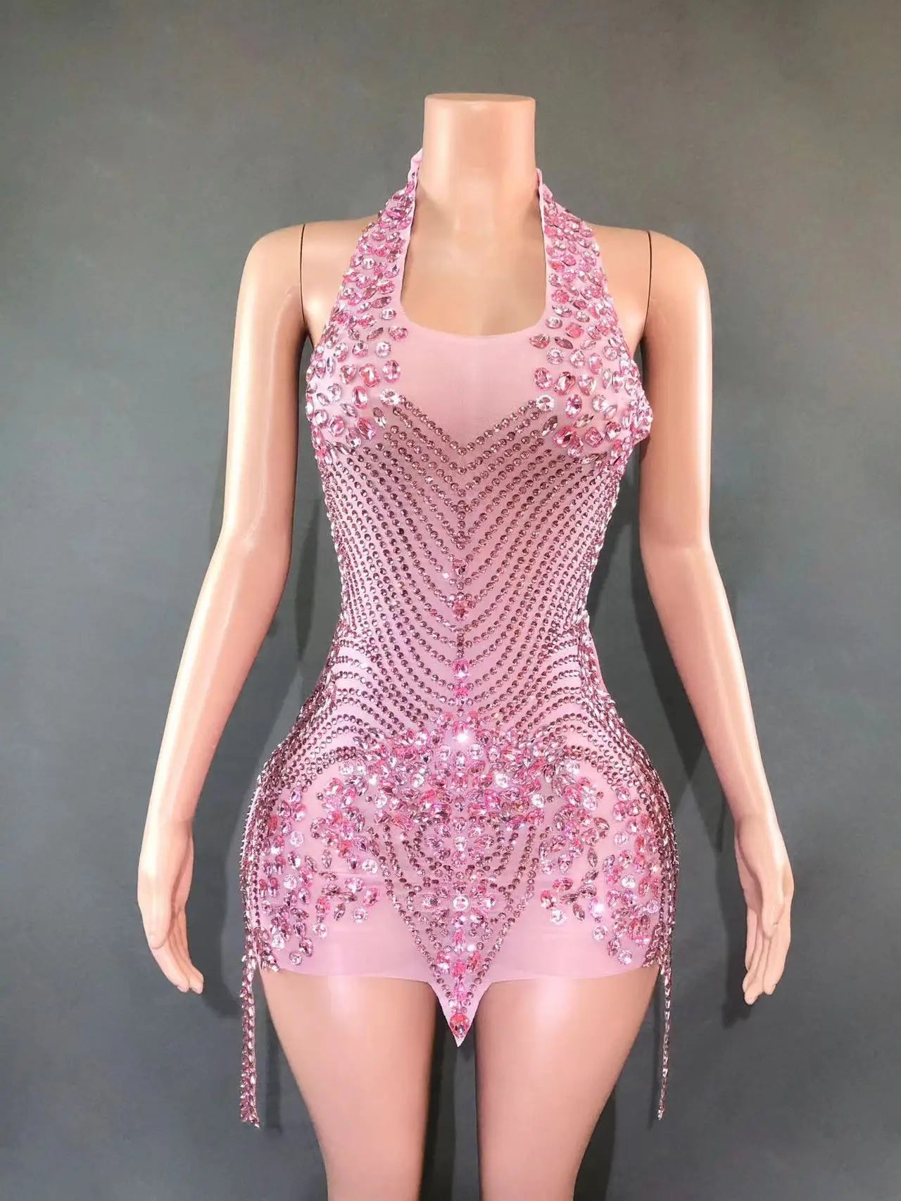 Sparkly Rhinestones  Halter Dress