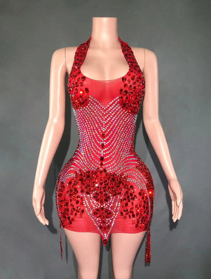 Sparkly Rhinestones  Halter Dress
