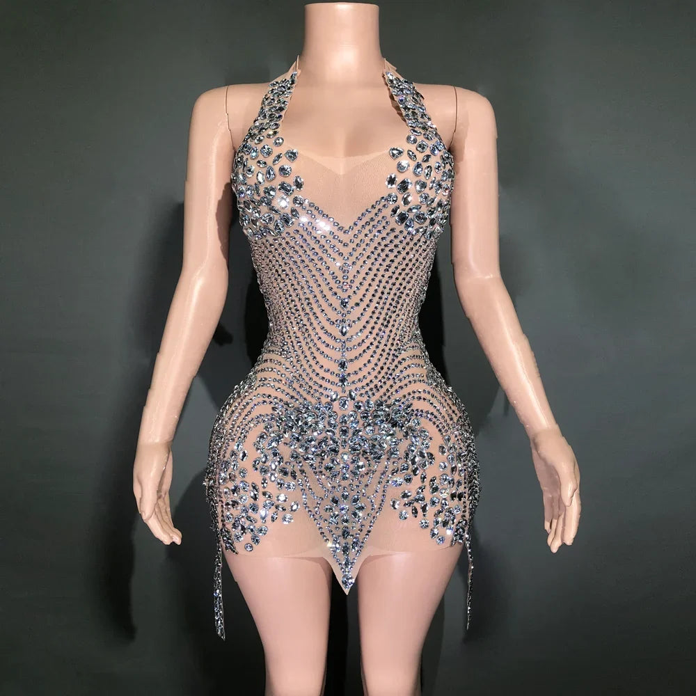 Sparkly Rhinestones  Halter Dress