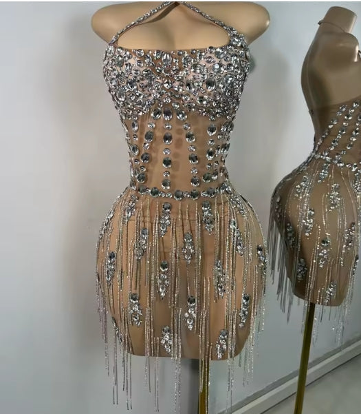 Lux Crystal Nude Dress