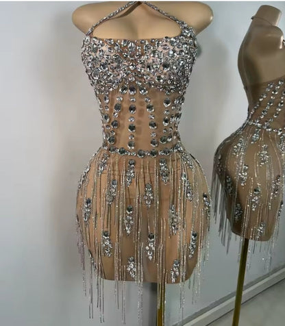 Lux Crystal Nude Dress