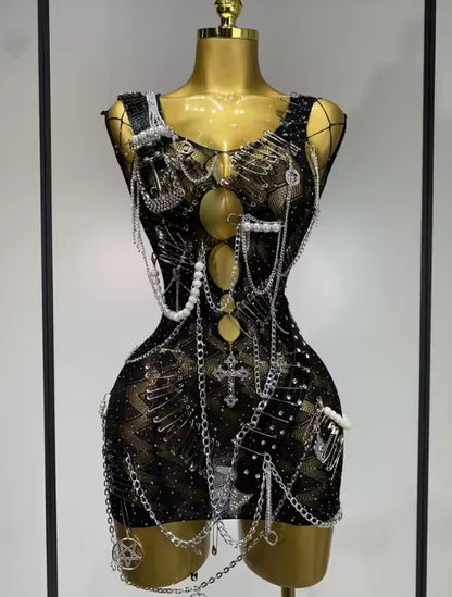 Pinz & Chainz Fishnet Dress