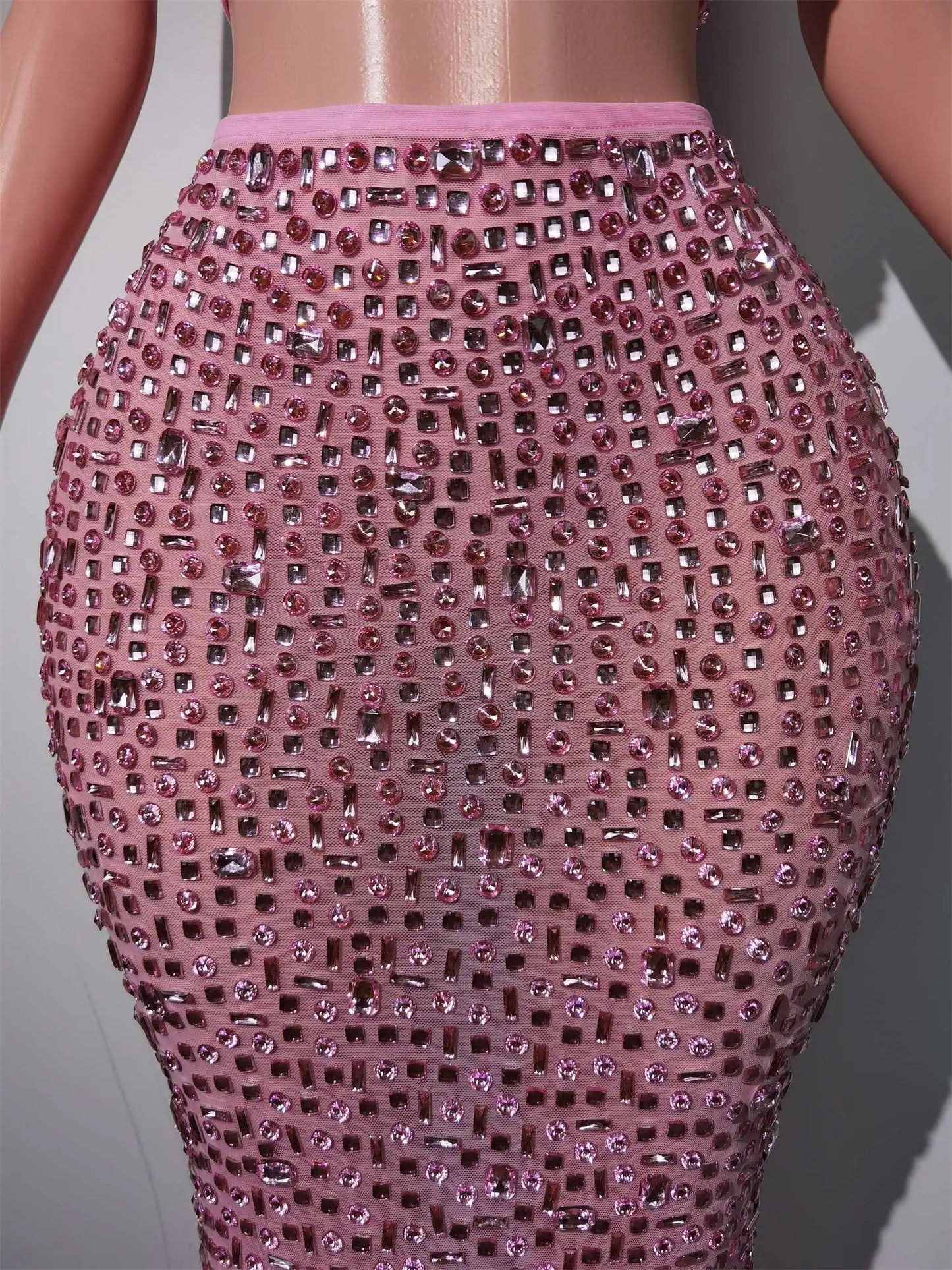Pink Diamonds Crop Top Skirt Set