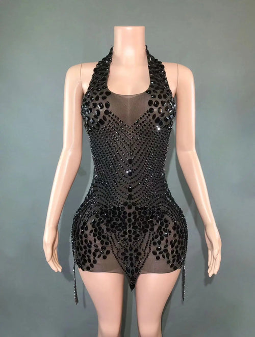 Sparkly Rhinestones  Halter Dress