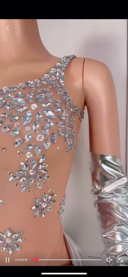 Silver Metalico Moon Dress