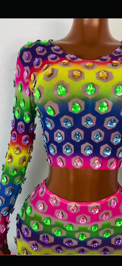 Rainbow Crystal 2 piece pants set