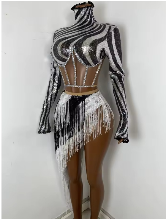 Zebra Tassels Party Dress