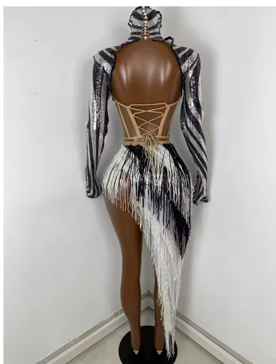 Zebra Tassels Party Dress