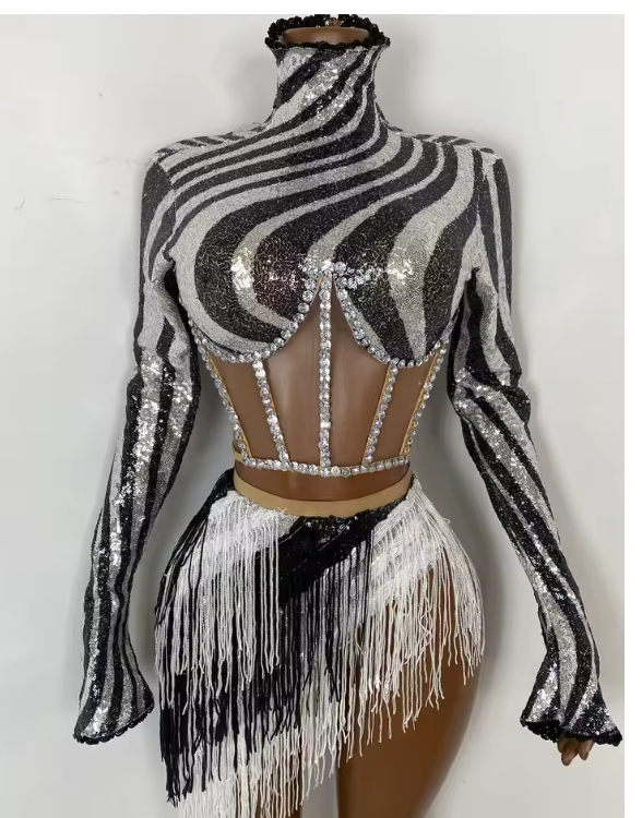 Zebra Tassels Party Dress